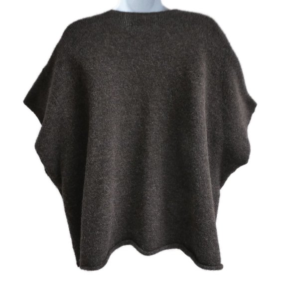 Eskandar Merino Wool Blend Poncho Crossover Sweater Charcoal Gray Handloomed XL - Picture 3 of 9